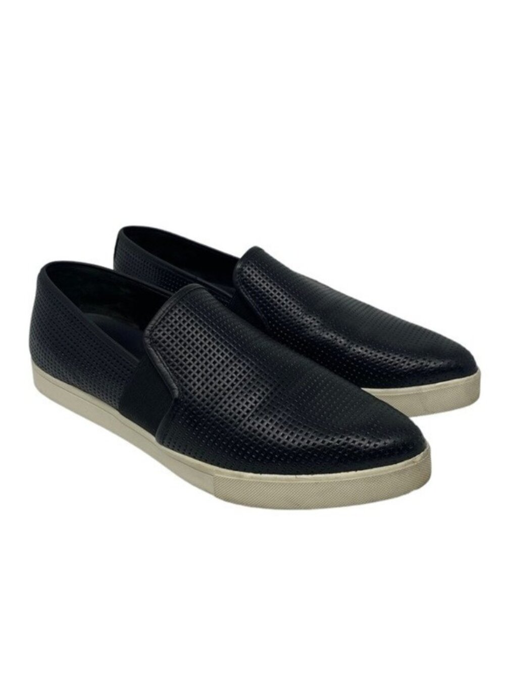 Vince Women's 9 M / 39 EU Blair Slip On Sneakers Black Perforated Leather Loafer